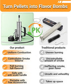 Cold Smoke Generator for Any Grill - 304 Stainless Steel Smoker Tube, Double Tube to Cut Tar for Non Greasy Taste, Anti Scald Handle for Camping/Backyard BBQ Best Gifts for Men Dad Husband BBQ Lovers