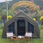 4 Season Inflatable Camping Tent with Separate Living and Sleeping Area,3000mm Waterproof Pop-Up Tent with Pump and Stove Jack Hole,4-6 Person Glamping Tent