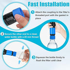 Water Filter Coupling Kit, Filtration Cleaning Couplings with 5 Pcs Gasket Seals, for 28mm External Threaded Water Filters and Standard Plastic Bottles for Hiking Camping