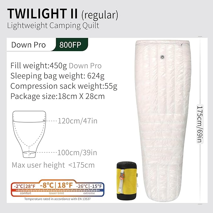 AEGISMAX WIND HARD Twilight 0 Degree 800FP Down Sleeping Bag Ultralight Outdoor Camping Hiking Sleeping Bag for Men & Women