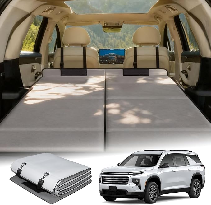 Car Bed for 2025-2026 Chevy Traverse, Foldable Non-Inflatable Memory Foam Camping Mattress, Thickened Trunk Sleeping Pad, Air Mattress Upgrade for Camping & Travel Essentials, with Storage Bag