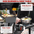 6-Burner w/Side Burner Gas Grill with 403 SQ.IN. Outdoor Grill with 60,000 BTU,Propane Grills with Top Cover Lid,Grills Outdoor Cooking for Patios,Camping,Balcony-Q032