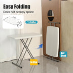Adjustable Folding Table – 30" x 20" Foldable Desk with 3 Height Settings (18", 25", 29"), Lightweight Small Table for Camping, Outdoor, Indoor, Bedside Use, Portable White Granite Table