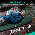 Hikenture Self Inflating Sleeping Pad for Camping, 3'' Ultra Thick Camping Pad with Pillow, 9.5 R-Value Insulated Camping Mattress, 4-Season Inflatable Foam Camping Mat for Car, Tent, Cot