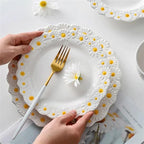 Camping Plates Ceramic Dinner Plate Embossed Dinner Plate Restaurant Western Food Plate Home Kitchen Dessert Plate Tableware Decorative Plate(20cm)