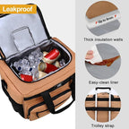 MIER 30L Extra Large Soft Cooler Bag with Bottle Opener for Camping Beach BBQ Grocery Golf Leakproof Picnic Lunch Bag, Collapsible, Top Flip Lid, 45Can (Khaki)
