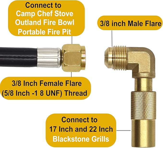 Blackstone 24FT Propane Hose - Rv Adapter Extension for 17" & 22" Griddles, Quick Connect for Camp Chef Stove & Portable Fire Pit