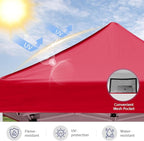 5x5 Pop Up Canopy Tent, Instant Portable Beach Canopy, Outdoor Tent with Carry Bag for Camping, Sports, Tailgating, Events, Burgundy
