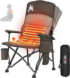 Overmont Heated Camping Chair with High Back - 3 Heat Levels 2-Zone Separately Heating - 450 LBS Support Heavy Duty Folding Chair Portable for Adults Patent No.: US D1.028.543S - Battery NOT Included