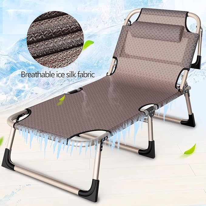 Breathable Camping Cot, 4-Position Folding Chaise Lounge Chair, Portable Folding Bed for Office/Home Nap, Sturdy Frame Tent Cot