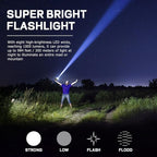 8 LED Solar Flashlight with COB Sidelight, 1000 Lumens Solar Powered Flashlights, Solar or USB Charging Waterproof Handheld Flashlights with 3 Modes for Fishing Outdoor Camping Emergencies