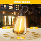 100FT Solar String Lights Outdoor Waterproof with Remote & Timer, LED Shatterproof ST38 Bulbs, USB & Solar Powered Patio Lights for Backyard, Porch, Garden, Wedding Decor, Dusk to Dawn Lighting