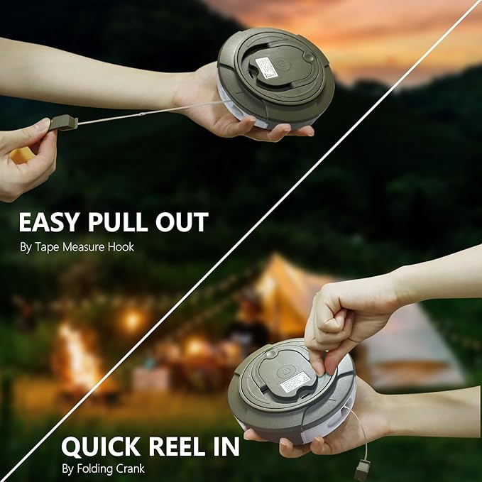 Camping String Lights, Rechargeable Waterproof Hanging Lamp Portable LED Light for Outdoor Camping Awning Tent Garden Party Yard Festival Decor (16.4FT 5 Lighting Modes)