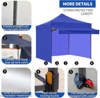 Pop up Canopy Tent with Awning Easy up Canopy with Wheel Bag Heavy Duty Waterproof Commercial Gazebo Tent for Outdoors Parties Vendors