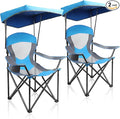 ALPHA CAMP Heavy Duty Canopy Camping Chair, 350 lbs Capacity Oversized Folding Chair with Adjustable Sunshade, Portable Sunshade Chair with Cup Holder for Beach, Fishing, Outdoor