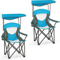 HIGH POINT SPORTS Heavy Duty Canopy Lounge Chair Sunshade Hiking Travel Chair, Foldable Canopy Shade Chair for Outdoor, Camping, Patio, Support 350 LBS, 2 Pack, Enamel Blue