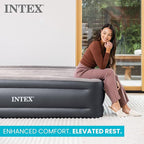 Intex 64135ED Dura-Beam Plus Deluxe Pillow: Fiber-Tech – Queen Size – Built-in Electric Pump – 16.5in Bed Height – 600lb Weight Capacity