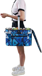 ALLCAMP Picnic Basket - Insulated Cooler, Thickening Foldable Picnic Basket with Removable Baskets & Sewn-in Frame, Basket for House Warming Gifts New Home(Triangle Pattern)