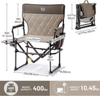 Timber Ridge Aluminum Camping Directors Chair with Side Table Pocket, Portable Folding Heavy Duty Lawn Chair for Fishing Trip Picnic Concert Outdoor 400lbs, Tan