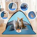 Dog Beach Tent for Pet Shade Pop Up Portable Mini Head Sun Shelters Canopy for Camping Outdoor Hiking Picnic Windproof Waterproof with Tent Nails Phone Stand for Puppy Cat Small Animals(Blue)