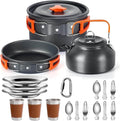 Compatible for Camping Cooking Set Cookware Travel Tableware Outdoor Picnic Teapot for 2-3 Peaple Non-Stick Pots Assorted Sets