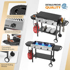 ROVSUN 2-in-1 Propane Stove & 33'' Griddle Combo with Ignition, 3 Burner 225,000 BTU Gas Stove & Grill with Side Shelves, Rolling Wheel & Regulator for Home Outdoor Backyard Camping Cooking Grilling
