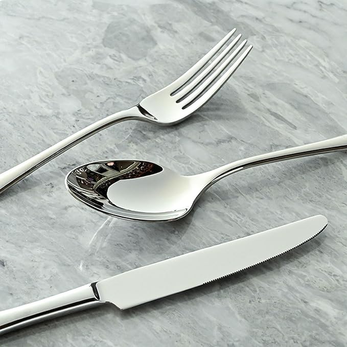 32 Pieces Utensil Sets for 8, Stainless Steel Silverware Set, Luxury Cutlery Sets for Camping, Afternoon tea, Hotel, Dishwasher Safe