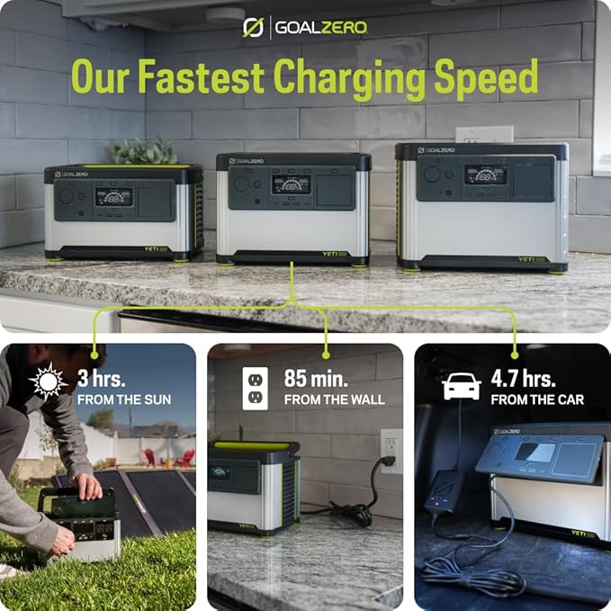 Goal Zero Yeti Portable Power Station, Yeti 500, 499 Watt Hour LiFePO4 Battery, Water Resistant & Dustproof Solar Generator for Outdoors, Camping, Tailgating, & Home, Clean Renewable Off-Grid Power