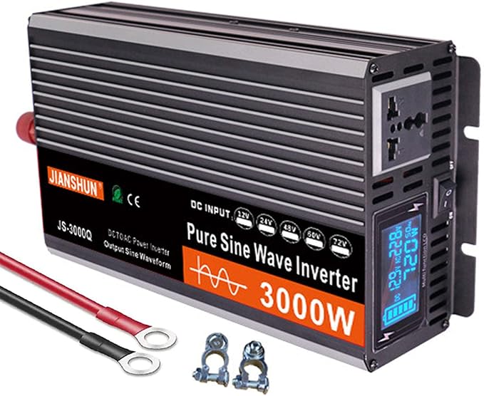 3000W 4000W 5000W 6000W (Peak)Pure Sine Wave Power Inverter, Intelligent Solar Power Inverter 12V/24V/48V/60V DC to 220V~240V AC Converter with LCD Display, AC Outlets ,for RV Truck Camping,3000W-48V