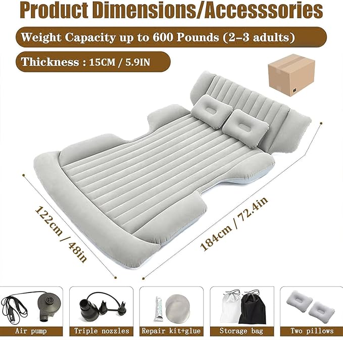 Car Inflation Bed Air Bed for Lexus LX 470/LX570/GX470/GX OR Double-Sided Inflatable Car Air Mattress Portable Air Sleeping Bed with Pillow,Grey
