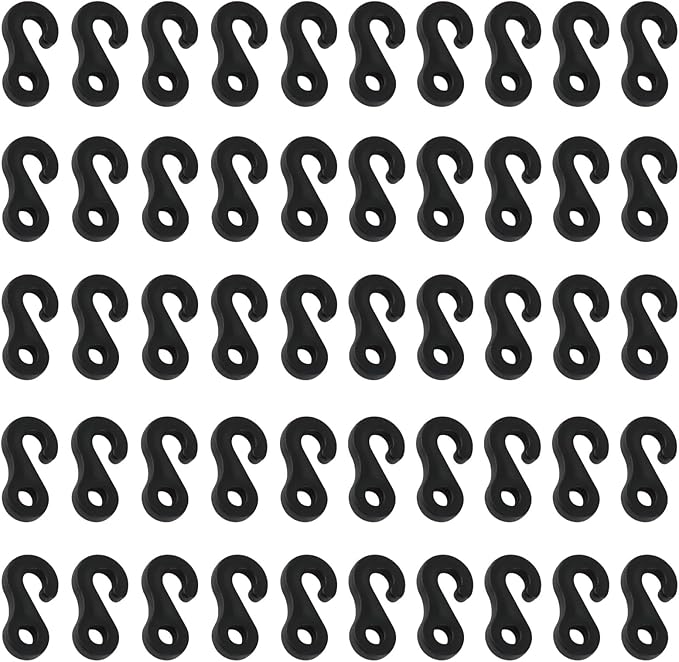 50 Pcs Bungee Cord Hook 4cm Camping Tent Hooks for Tents Canopies Elastic Cord End Buckles Hanging Lights DIY Accessories for Outdoor Use, Small Plastic Hooks for Stable Tent Setup