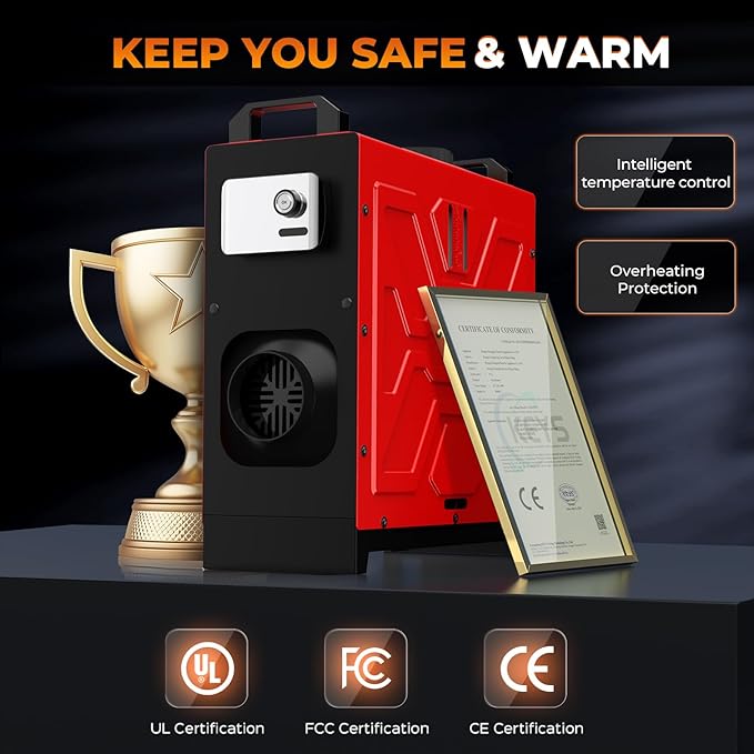 Diesel Heater 12V/24V/110V 8KW APP Remote Control Parking Air Heaters All in One Fast Heating with Muffle Silencer for Campers RV Truck Boat Bus Car Trailer Garage Home Tent
