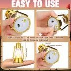 Ferraycle 12 Pcs Mini Lantern for Centerpiece Western Wedding Decor 4 Inch Camping Decorative with LED Candle Vintage Hanging Lantern Ornaments Bulk for Cowboy Cowgirl Xmas Party Decoration (Gold)
