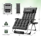 Amopatio Oversized Zero Gravity Chair, XL 29In Reclining Camping Lounge Chair w/Removable Cushion&Headrest, Upgraded Lock and Footrest, Folding Patio Recliner for Indoor Outdoor, Dark Grey