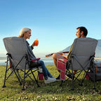 Overmont Heated Camping Chair with High Back - 3 Heat Levels 2-Zone Separately Heating - 450 LBS Support Heavy Duty Folding Chair Portable for Adults Patent No.: US D1.028.543S - Battery NOT Included