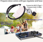 Hothit Gas Cooktop 2 Burner Outdoor Propane Stove, 28600 BTU, Portable Auto Ignition LPG Tempered Glass for camping, Courtyard Barbecue, RV Travel