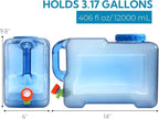 ZOOFOX 3.17 Gallon Water Jug with Spigot, BPA Free Water Container, No Leakage Portable Emergency Water Tank for Outdoor Hiking Camping Picnic Supplies