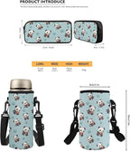 Panda School Backpack with Lunch Box and Water Bottle Bag Pencil Case Large Capacity Travel Backpacks for Kids Kindergarten Elementary Middle Lightweight Camping Travel