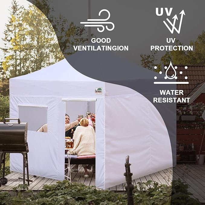 Eurmax USA Full Zippered Walls for 10 x 10 Easy Pop Up Canopy Tent,Enclosure Sidewall Kit with Roller Up Mesh Window and Door 4 Walls ONLY,NOT Including Frame and Top（Forest Green）