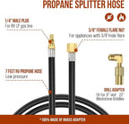 7 FT RV Propane Quick Connect Hose to Grill, BBQ Quick Release LP Gas Line for Camp Chef Stove, Pit Boss Burner-1/4 Male Plug x 3/8 Female Flare-with Elbow Adapter for Blackstone 17"22"28''36''Griddle