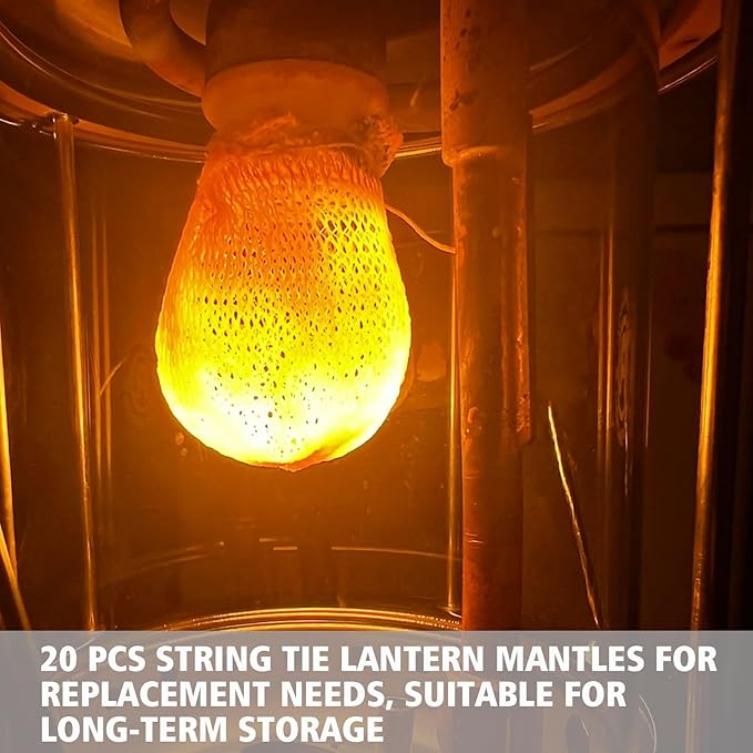 20-Pack String Tie Lantern Mantles with 2 Pcs Lantern Globe Replacement Glass, Glass Globe Compatible with Coleman Fueled Lanterns, Replacement Suitable for Outdoor Camping Lantern