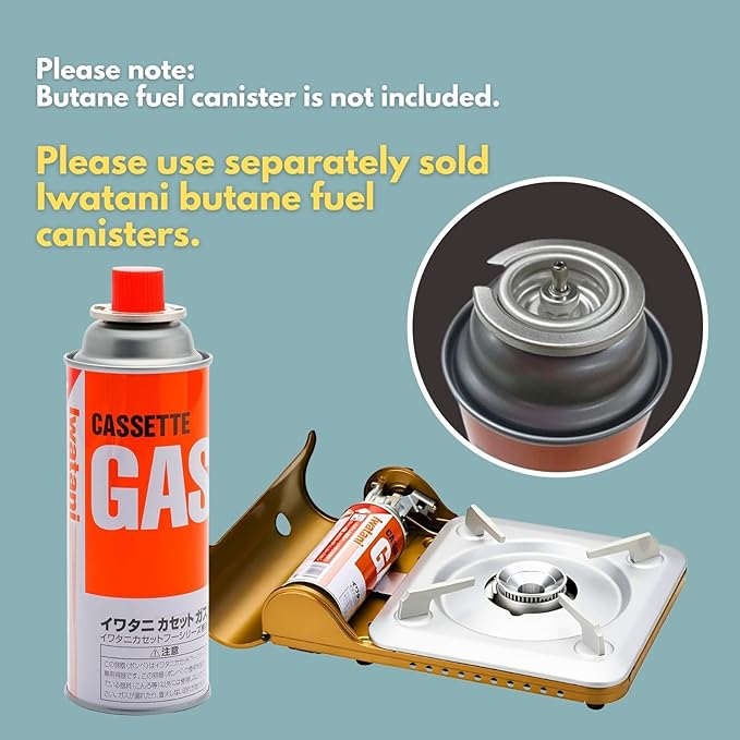 Iwatani Portable Butane Stove “Tatsujin” SlimⅤ CB-TS-5 ＆ Stainless Tongs ＆ microfiber towel – Made in Japan ｜ Single Burner Butane Stove