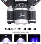 BORUIT RJ-3000 Headlamp with Black Light, 3 Modes Super Bright LED Head Lamps, USB C Rechargeabe, IPX4 Waterproof UV Headlight for Adults Hunting Fishing Camping