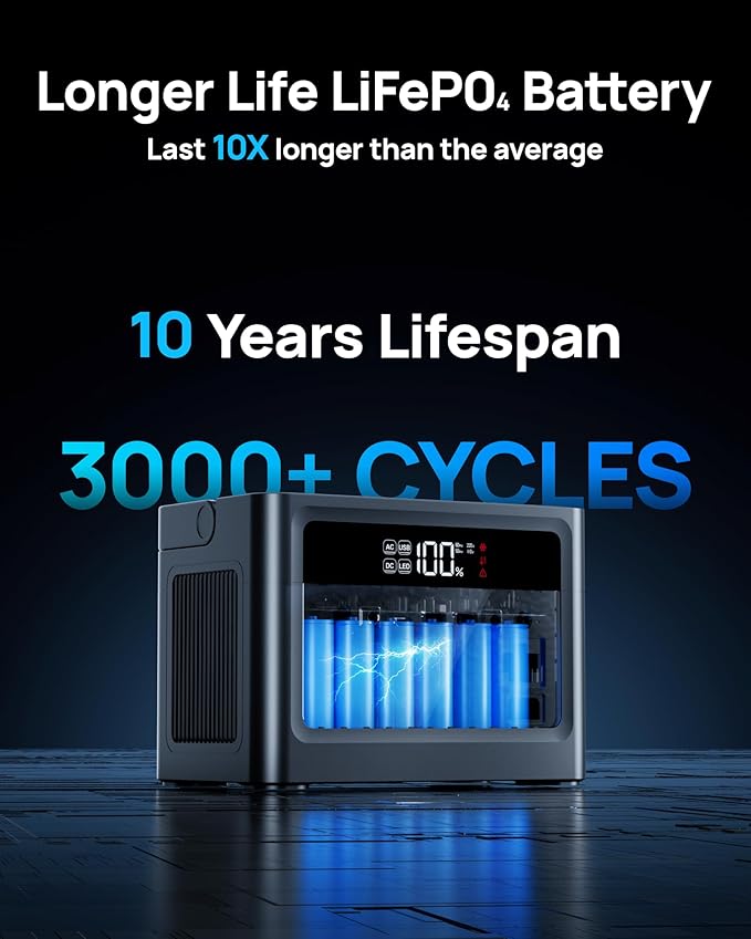 2026 Portable Power Station 230.4Wh LiFePO4 Battery, 350W Power Bank with AC Outlet 110V/ 700W Surge, Solar Generator Fast Charging for Hurricane Emergency, Laptop, Camping, RV, Off-Grid Living