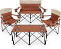 CAMPHILL Camping Chair Set of 3, Outdoor Folding Camping Chairs for Heavy People with Cup Holder & Carry Bag,Collapsible Chair Include One Sofa Chair and Two Single Chair,Support up to 500lbs