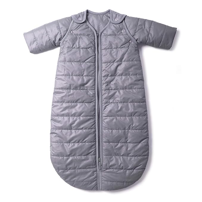 Baby Deedee Sleep Nest Travel Quilted Baby Sleeping Bag Sack with Sleeves, Gray Skies, Medium (6-18 Months)