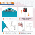 EAGLE PEAK Commercial Canopy 10x10 Pop Up Canopy Tent with 1 Sidewall, Easy Setup Heavy Duty Instant Event Shelter for Vendors & Markets, Outdoor Sun Shade, Turquoise