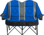 Oversized USLCamping Chair - 2 Person Portable Folding Outdoor Loveseat Heavy Duty Lawn Chairs for Adults with Padded Cushion & Dual Cup Holders, Supports 660LBS for Camping，Sports，Picnic