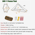 3F UL GEAR Blue Mountain 1/2Person Camping Poleless Tent, 3/4Seasons Waterproof Tent, Easy Set Up Hiking, Backpacking Silicon Coated Tent Shelter