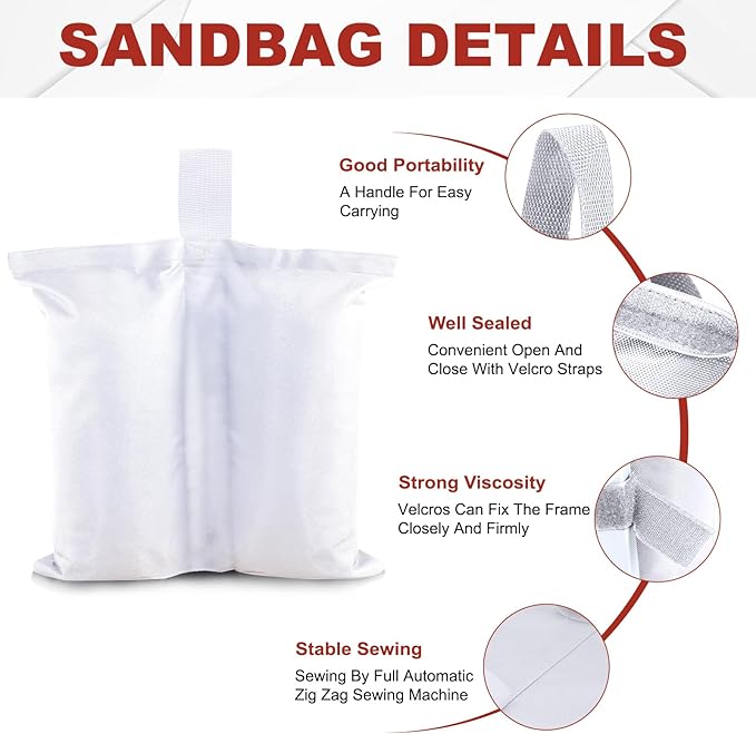 ABCCANOPY Canopy Weights 120 LBS Tent Sand Bags,4-Pack White (Without Sand)